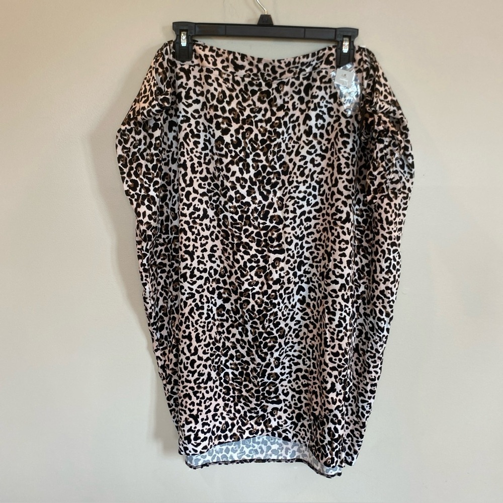 Maurices Womens Leopard Print Wrap Around Skirt - Black/Brown Size 24W
